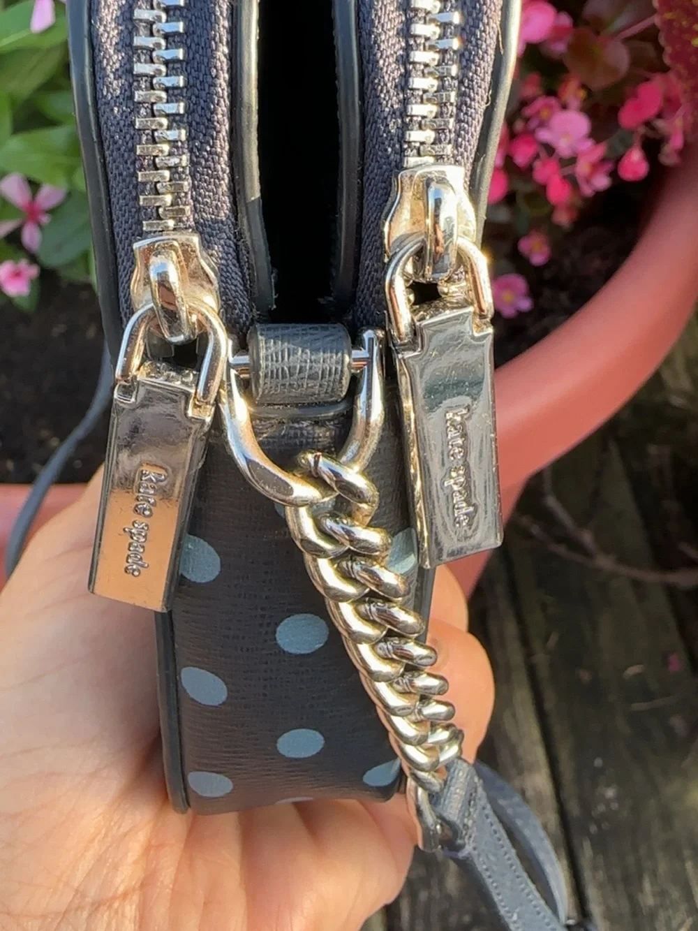 kate spade navy  and Light Blue Alice Polka Dot Wristlet